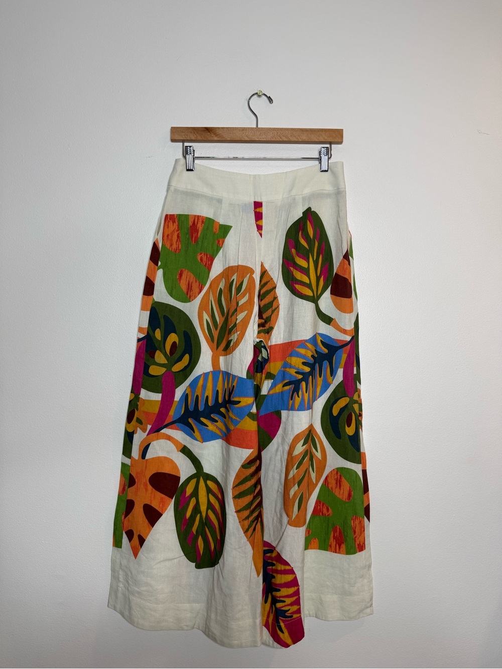 Farm Rio Anthropologie Tropical Palm Leaf Wide Leg Cropped Pants size xs - Picture 4 of 8
